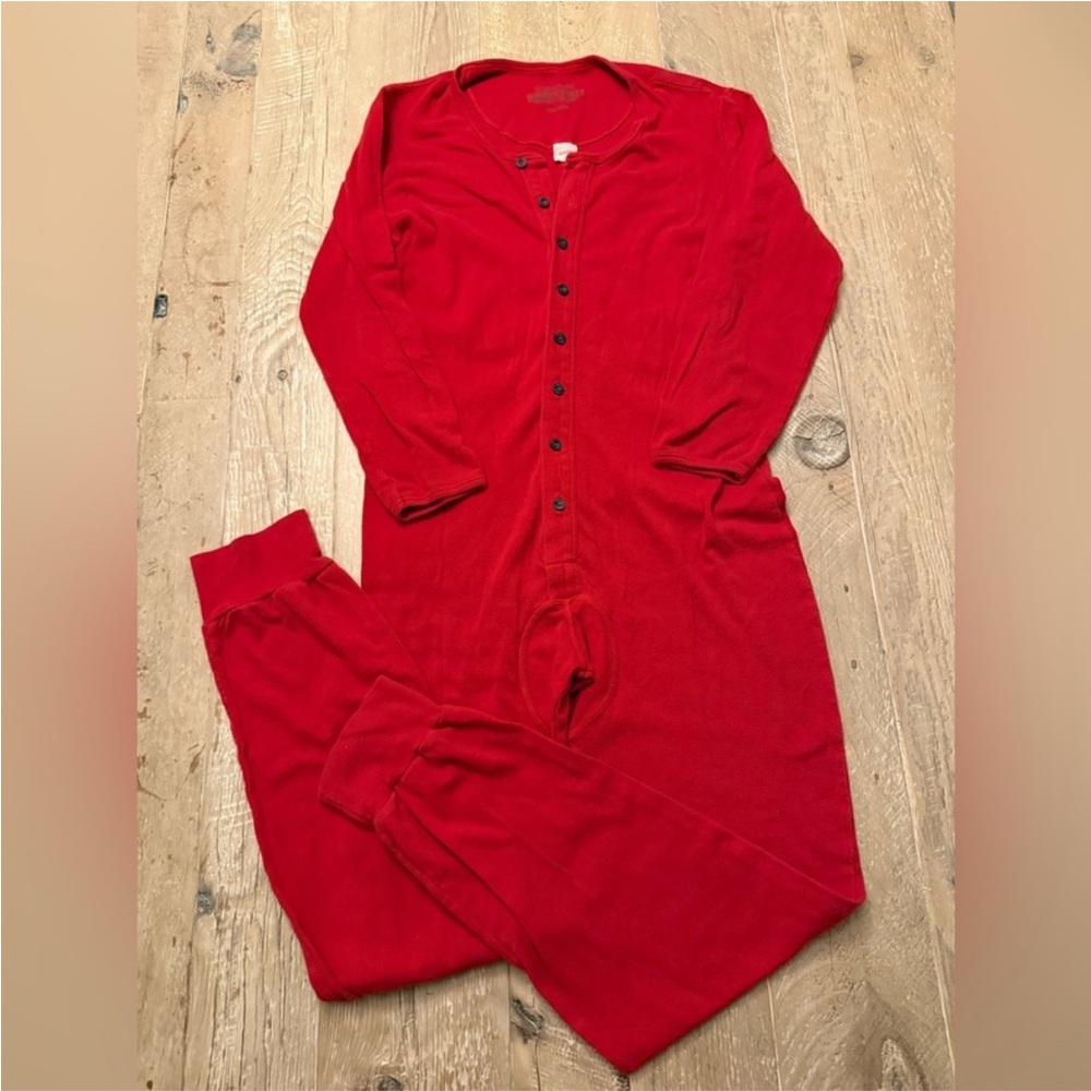 80s Victoria's Secret Red Cotton Long John Onesie